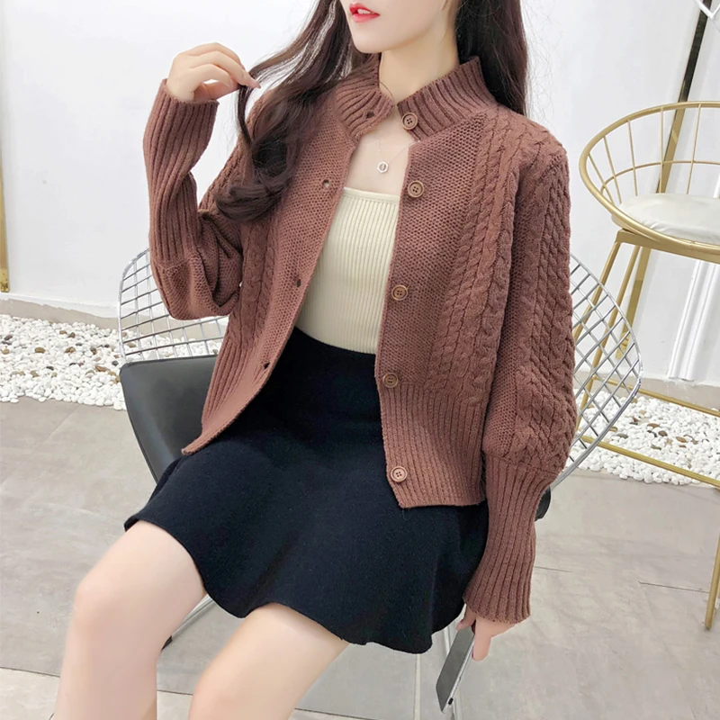 Fitaylor вязаный свитер пальто для женщин осень зима однобортный свободный фонарь