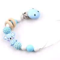 koala baby pacifier clip holder silicone pattern wooden baby pacifier chain bisphenol a free child holder gift
