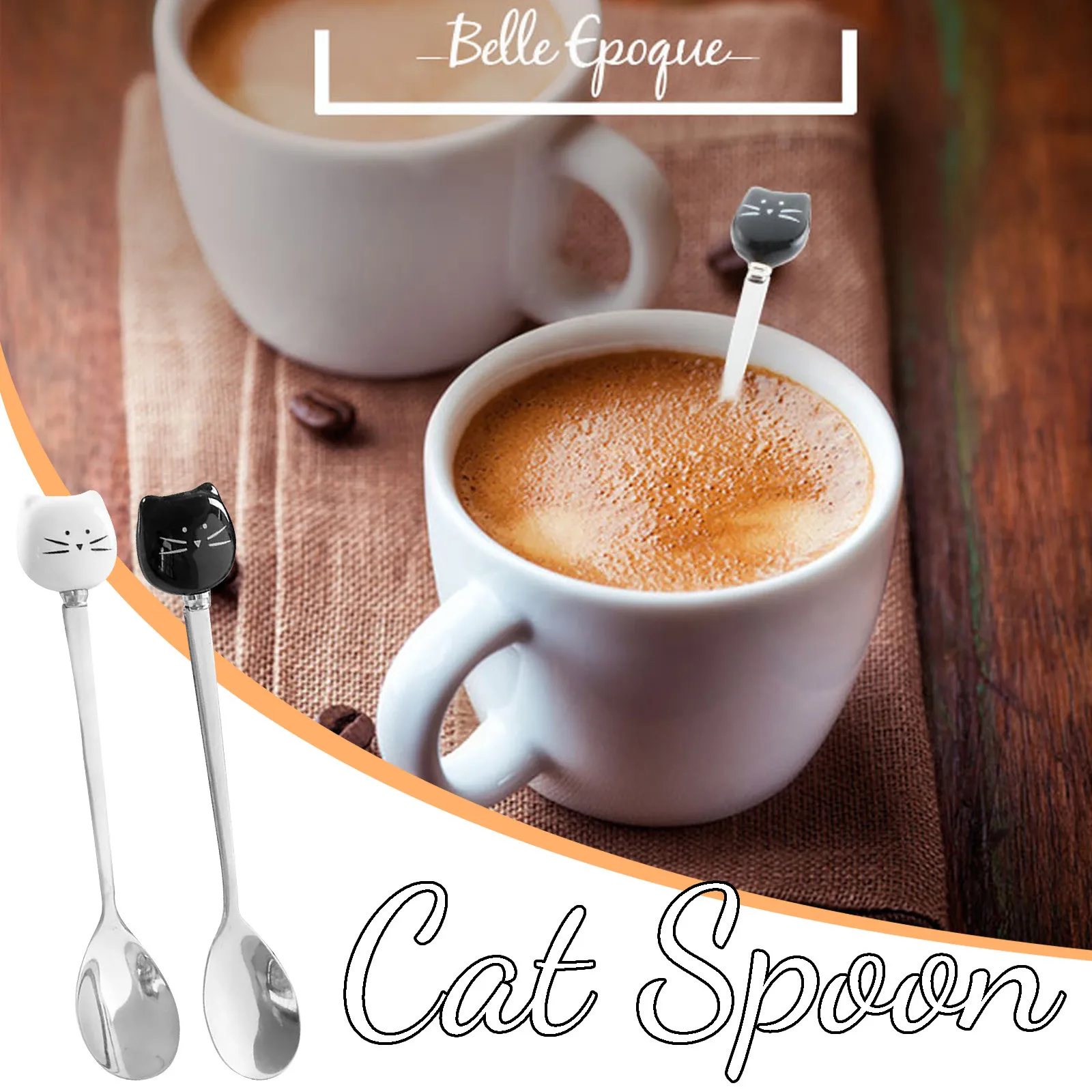 Необычная ложка для меда из нержавеющей стали в виде кошки детская посуда кружка