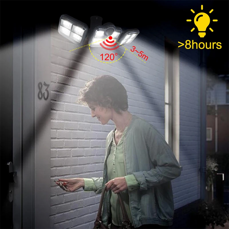 Светильник на солнечной батарее 3 головки водонепроницаемый 270 ° регулируемый