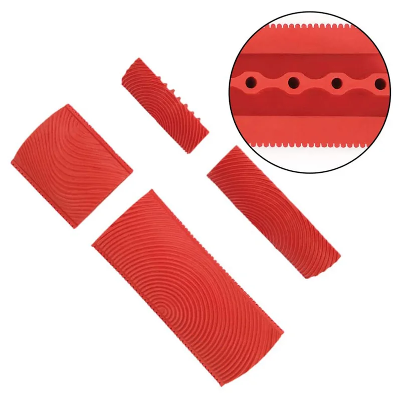 

NEW-4PCS Wood Graining Tool Set Rubber Wood Graining Pattern Wall Paint Painting Tool for Wall Painting Decoration DIY