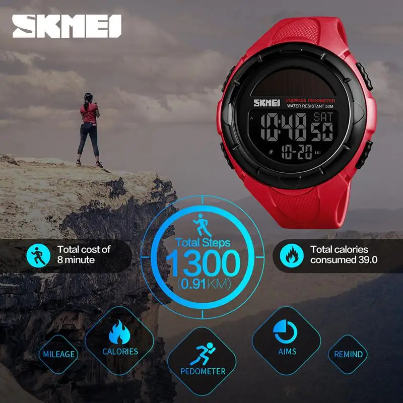 

SKMEI Compass Watches Mens Sport Wristwatches Men Led Digital Outdoor Sport Alarm Date Hour Chronograph Reloj Hombre 1488