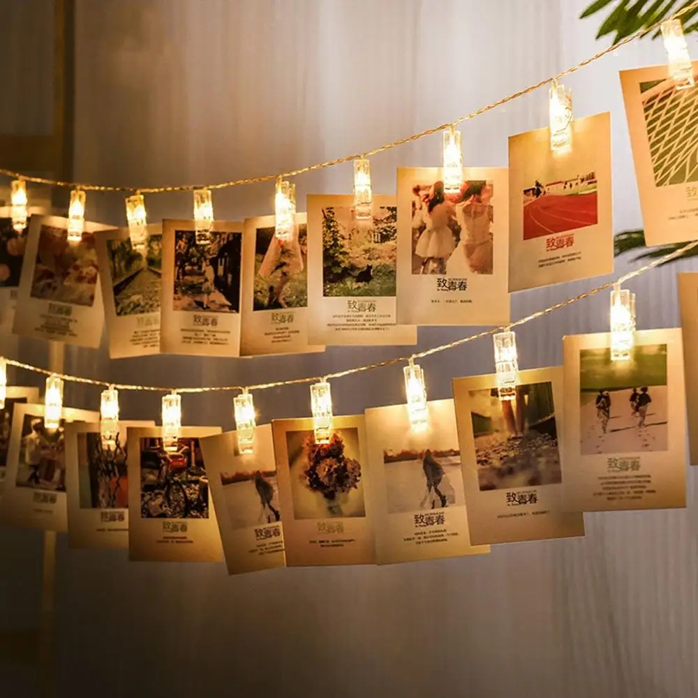 

LED String Lights with Clips to Hang Pictures for Decoration Christmas Party Room Decoration Wall Lights String to Hang Photos