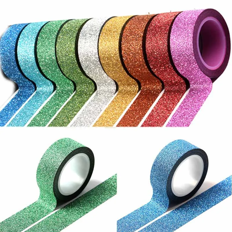 Блестящая Бумага васи клейкая лента декоративная Липкая Лента Скрапбукинг