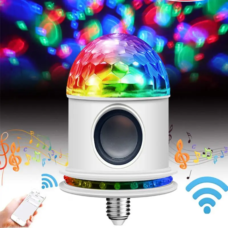 E27 Bluetooth RGB сценический светильник светодиодный 7 цветов меняющий вращающийся