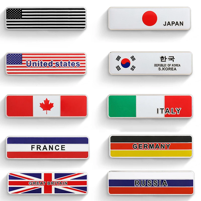 UK USA French German Italy National 3D Metal National Flag Car Decorate Stickers Emblem Badge Automobile Motorcycles Accessories