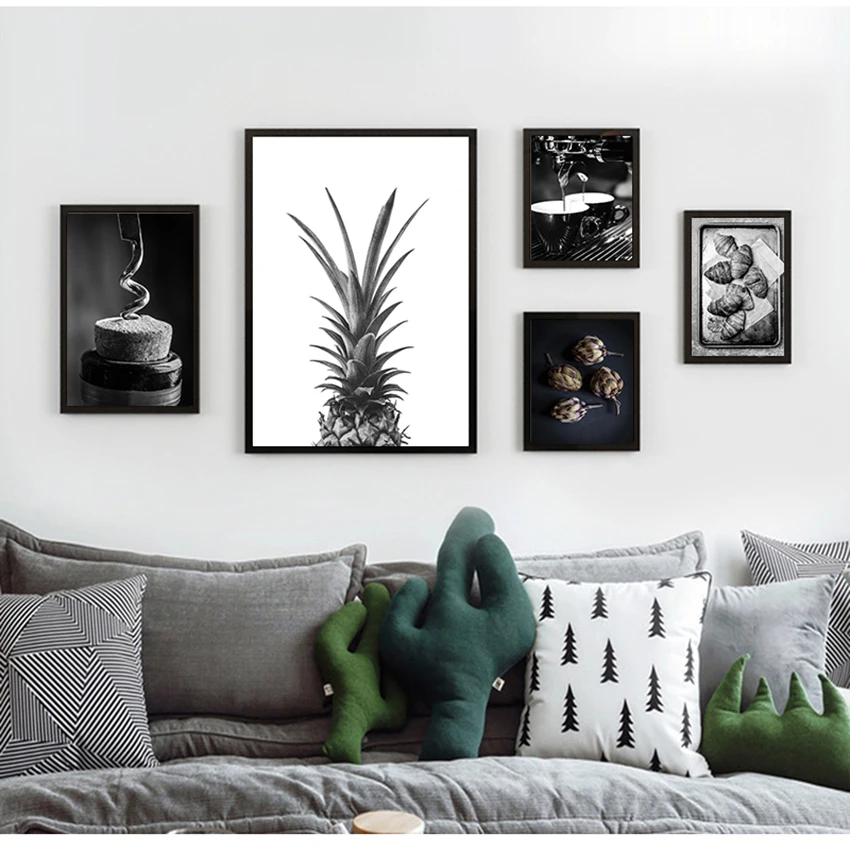 Картина на холсте декор для столовой плакат с бусинами кофе вина черный белый еда