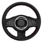 DIY чехол рулевого колеса автомобиля черная замша для Fiat 500 2007 2008 2009 2010 2011 2012 2013 2014 2015 500e 2014-2018 500C 2014-2017