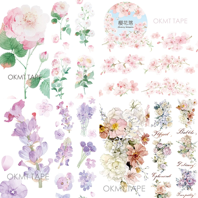 Флористическая Тейп лента розовое/гортензии бледно лиловый вишня журнал клейкие