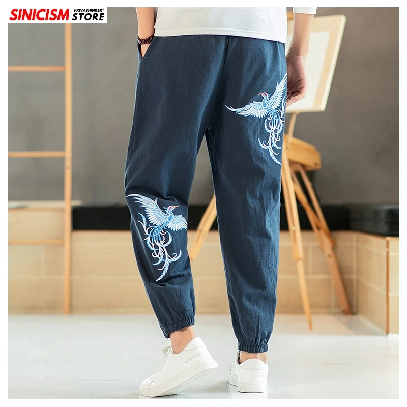

Sinicism Store Men Embroidery Harem Pants Mens 2020 Oversized 5XL Vintage Loose Trousers Male Chinese Style Pants Bottoms Summer
