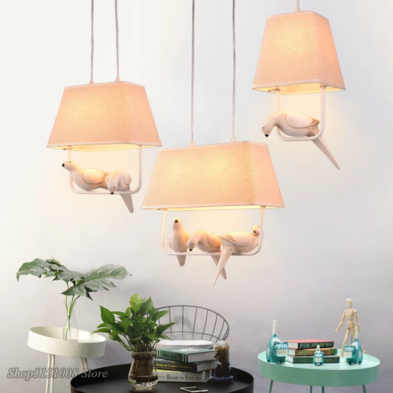Подвесной светильник в скандинавском стиле для столовой с птицами люстра из