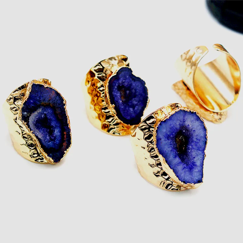 Натуральный камень кольцо элегантный геометрический кольца Semi драгоценный