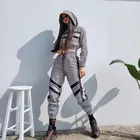 YHLZBNH Новый Модный комплект из 2 предметов женской светоотражающей спортивной одежды куртка на молнии Топ и спортивные брюки стильный костюм для ночного клуба