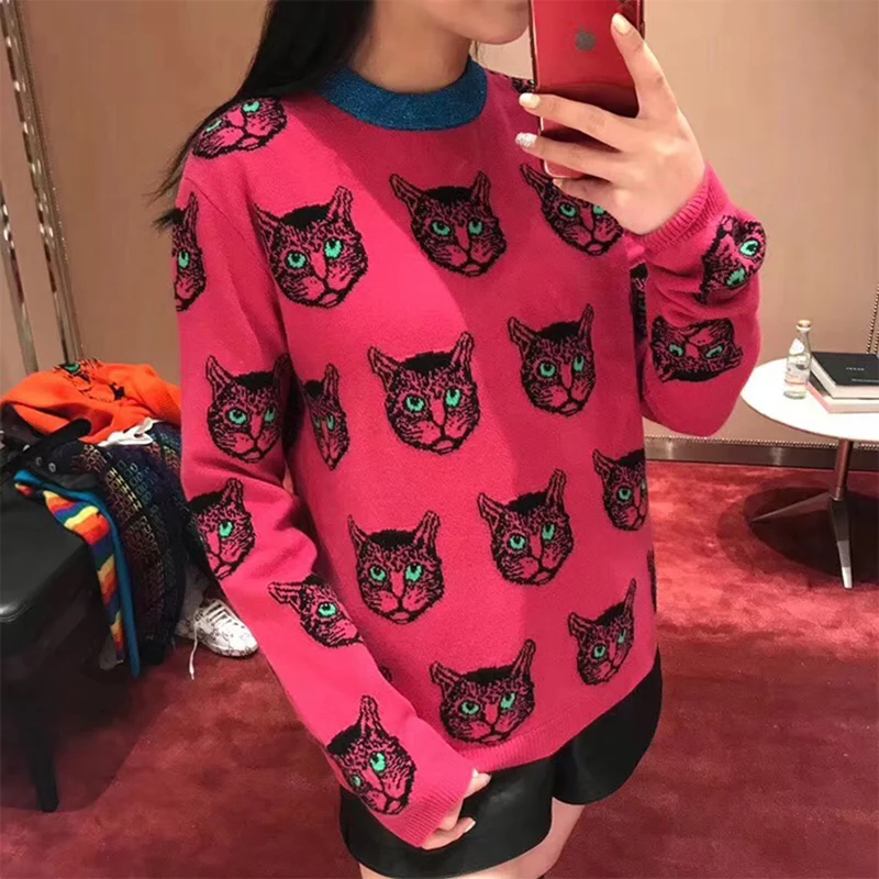 Осенне-зимний вязаный свитер 2019 Женские Жаккардовые с длинным рукавом