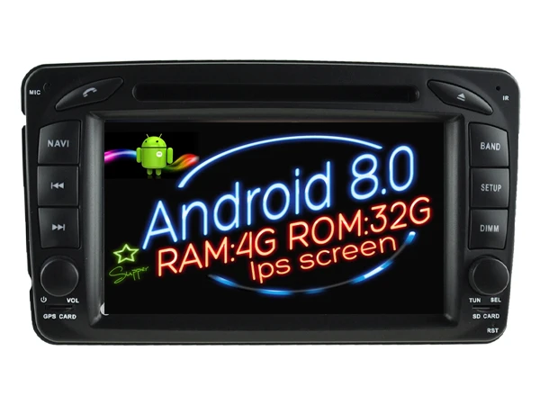 Ips screen Android 8.0 Car Dvd Navi Player FOR BENZ C-CLASS W203 2000-2004 CLK W209 M W163 W639 gps auto stereo audio multimedia |