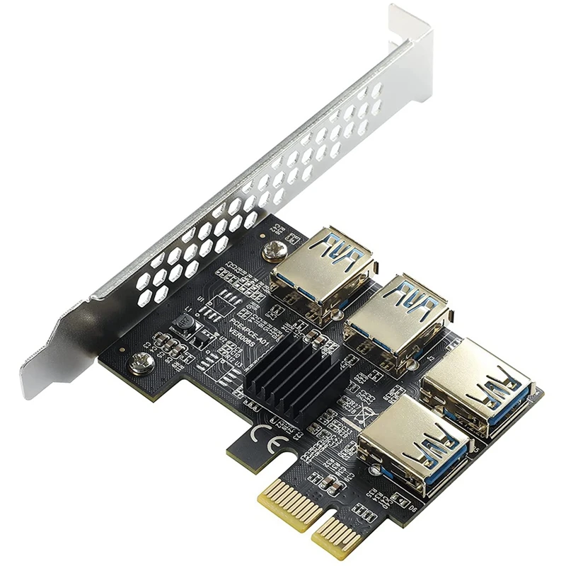 

PCI-E 1 to 4 PCI-Express 16X Slot Expansion Cards-USB 3.0 Adapter, Suitable for Bitcoin Mining