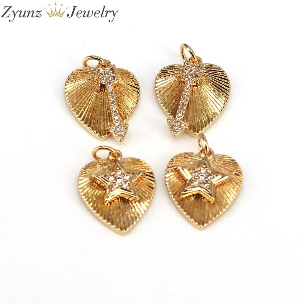 

5 шт., Модные Золотые кристаллы CZ Сердце/фотоаксессуары для изготовления ювелирных изделий Bijoux Femme ручной работы аксессуары оптовые поставк...