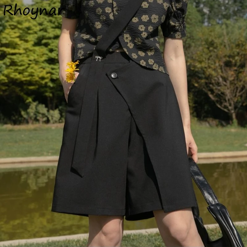 Шорты женские с завышенной талией простые универсальные дизайнерские уличные