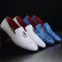 2020 hot sale men liesure shine doug flat slip on dress shoes casual pointed toe solid color wedding loafer big size 37 48