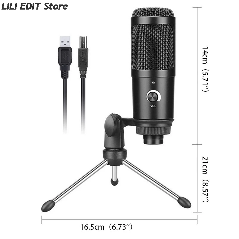 

USB Microphone PC Condenser Microphone Vocals Recording Studio Microphone For YouTube Video Skype Chatting Game Podcast