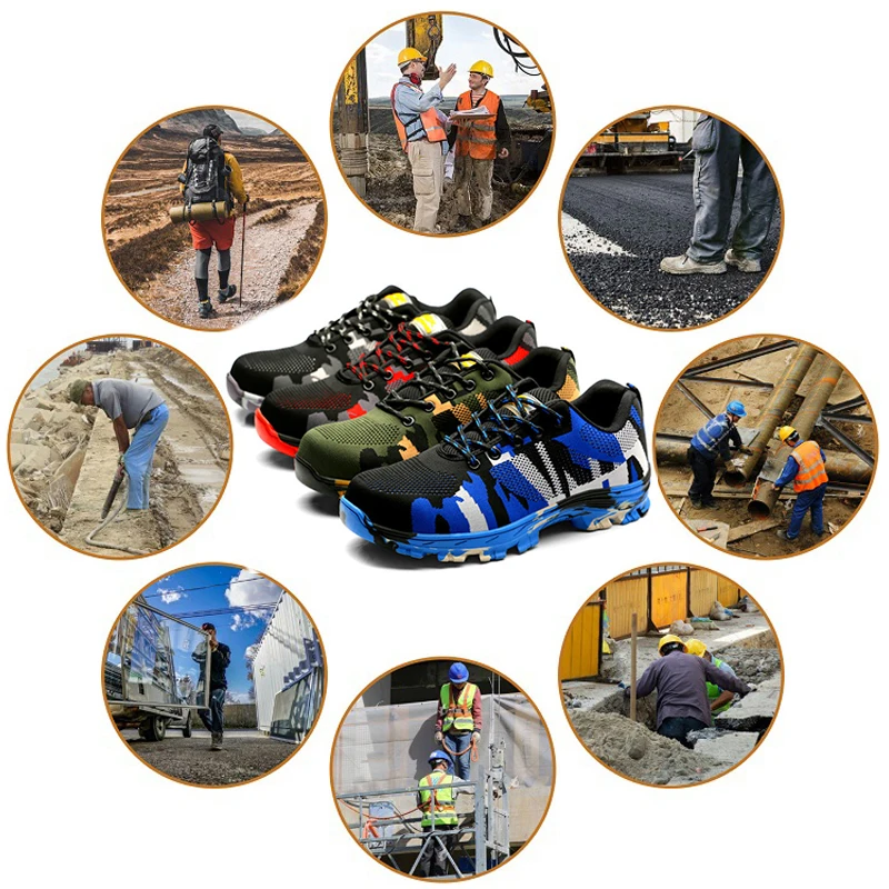

Camouflage Steel Toe Shoes Work Sneakers Puncture-Proof Safety Shoes Men Construction Industrial Shoes Military Boots Men Shoes