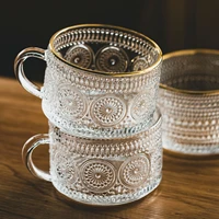 450ml nordic glass mug transparent handgrip cup for coffe milk golden edge household teacup kitchen drinkware