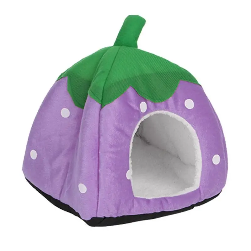 

Cute Strawberry Pet Bed Dog Cat Kitten Puppy Cave Kennel House with Mat Foldable LX9C