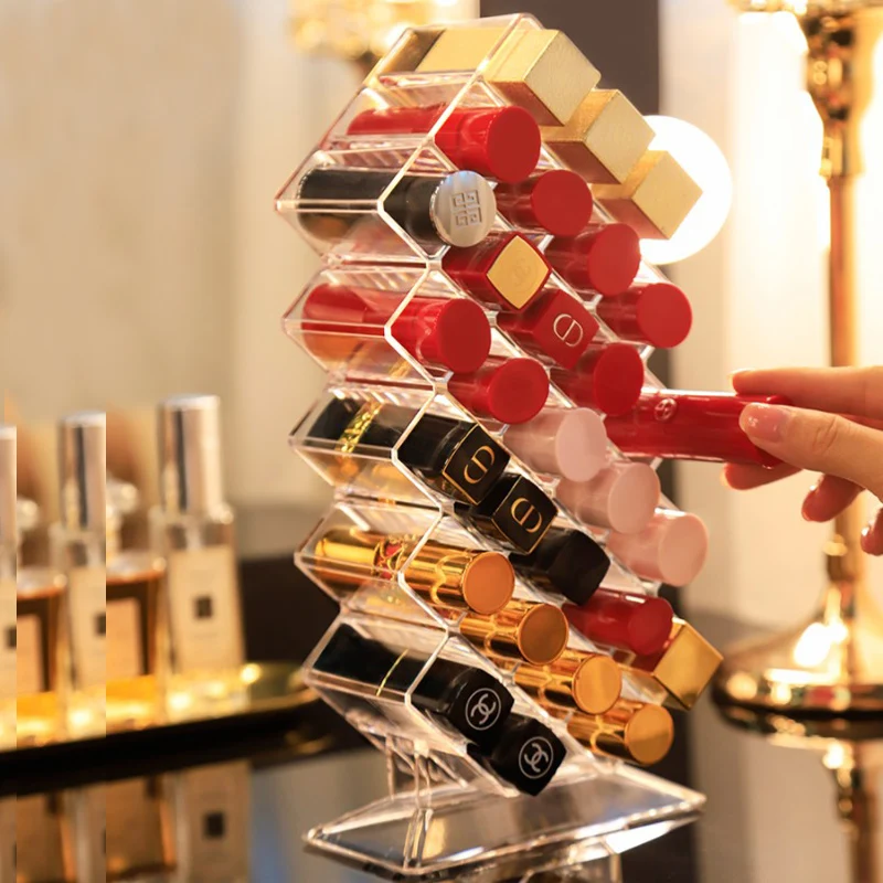 Прозрачная пластиковая коробка для хранения губной помады 28/16 отделений|Коробки