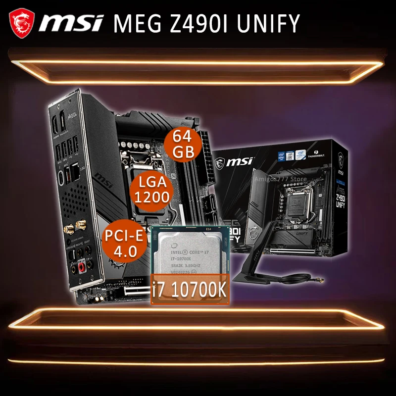 

MSI MEG Z490I UNIFY Mini-ITX Gaming Motherboard + Intel Core i7 10700K Motherboard Combo i7 Overlocking Intel Z490 Placa-mãe