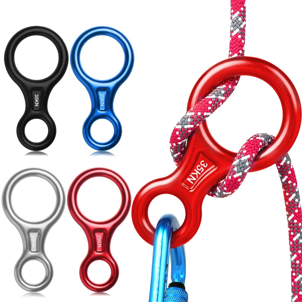 

14.6*7.5Cm 8 Word Climbing Ring Rope Descender Gear Fuse Device Downhill Eight Rings 35KN Figure Rock Climbing Tail Letters
