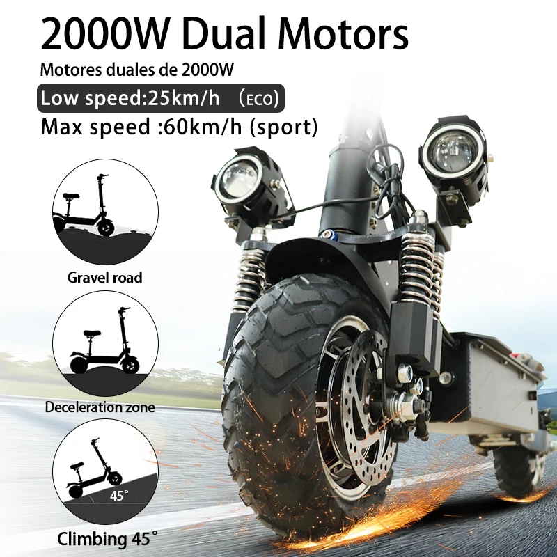 Складной электрический скутер для взрослых 2000 Вт 75 км/ч|Электросамокаты| |