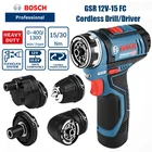 Электроинструмент Bosch GSR12V-15FC, Беспроводная электрическая дрель 12 В, бытовой электрический шуруповерт, многофункциональная машина, подарок Bosch bit