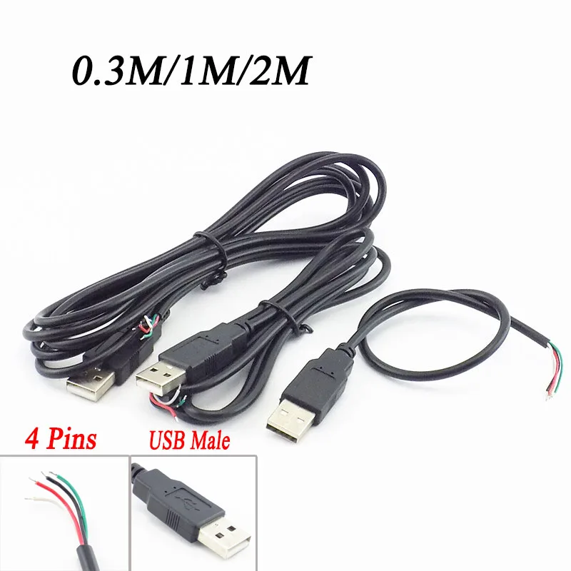 

4Pins Diy USB Male Jack Connector USB 2.0 Type A Power Supply Extension Cable Cord Adapter Charger 4 Wire for Data Transmission