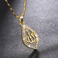 exquisite hollow muslim symbol pendant necklace white zircon crystal catholicism jewelry rose gold plated necklace party gifts