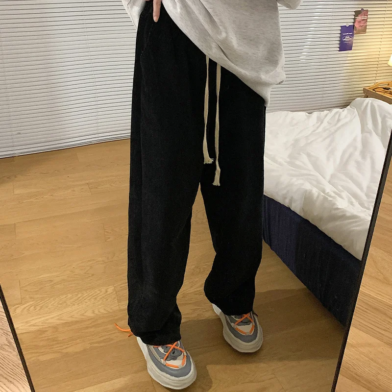 Женские Фланелевые брюки на завязках осенне-зимние прямые цвета хаки | Женская