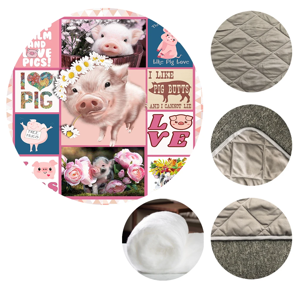 

3D Printed Pink Pig Quilt Blanket for Kids Adult Bedding Throw Soft Warm Blanket With Cotton All Seasons Quilt
