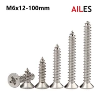 m6 cross recessed flat head self tapping screws 304 stainless steel phillips machine bolts 12 16 20 30 40 50 60 80 90 100mm