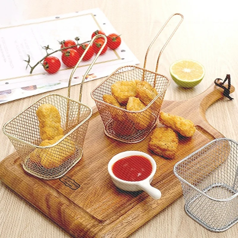 

Stainless Steel Chips Deep Fry Baskets Food Presentation Strainer Potato Cooking Tool Chef Basket Colander аксессуары для кухни