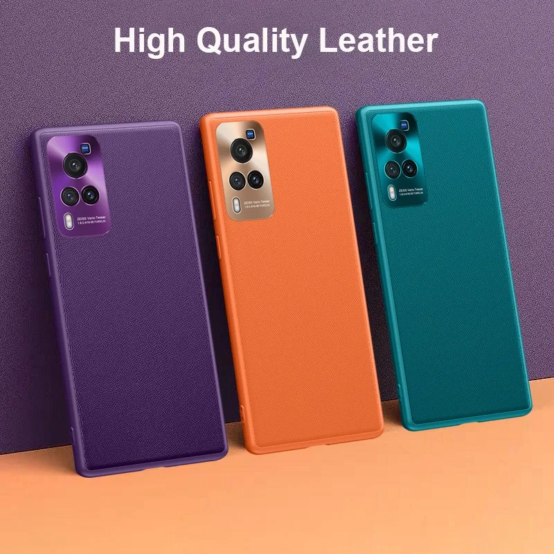 Luxury Leather Case For Vivo X60 Pro Plus Metal Camera Protection Silicone Cover Phone X50 S9 X27 Pro+ |