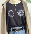 Sunfiz HJN Футболка с принтом Солнца и Луны женская футболка в ретро стиле Таро гранж Эстетическая рубашка готическая одежда