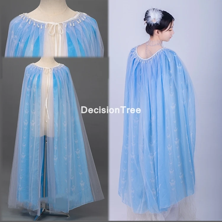 

2022 ancient traditional chinese woman elegant mesh hanfu coat fairy stage folk dance costume retro tang dynasty hanfu cloak