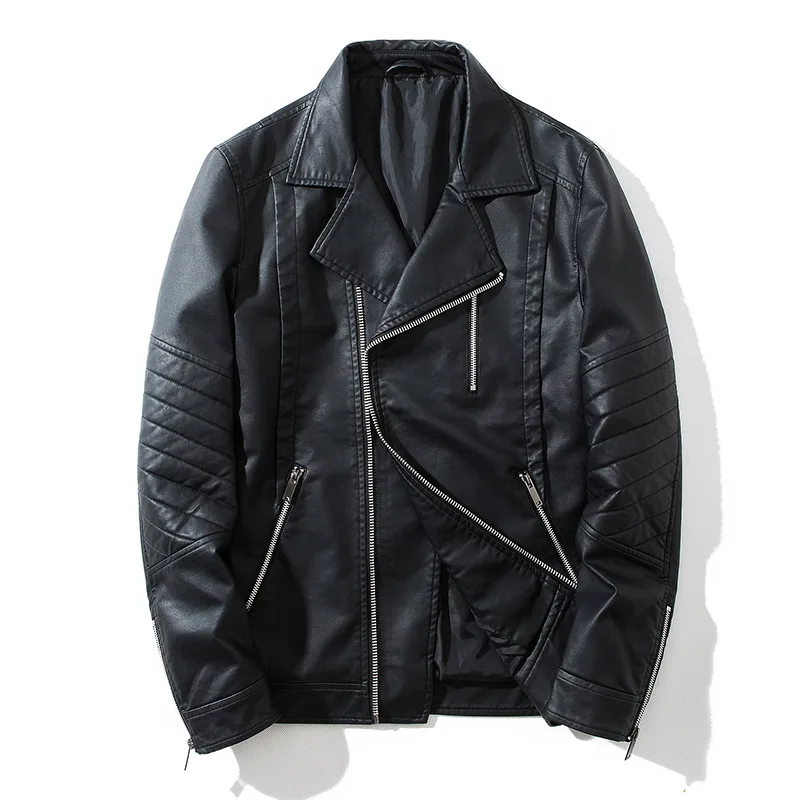 Куртка мужская демисезонная из экокожи с отложным воротником 5XL|Куртки