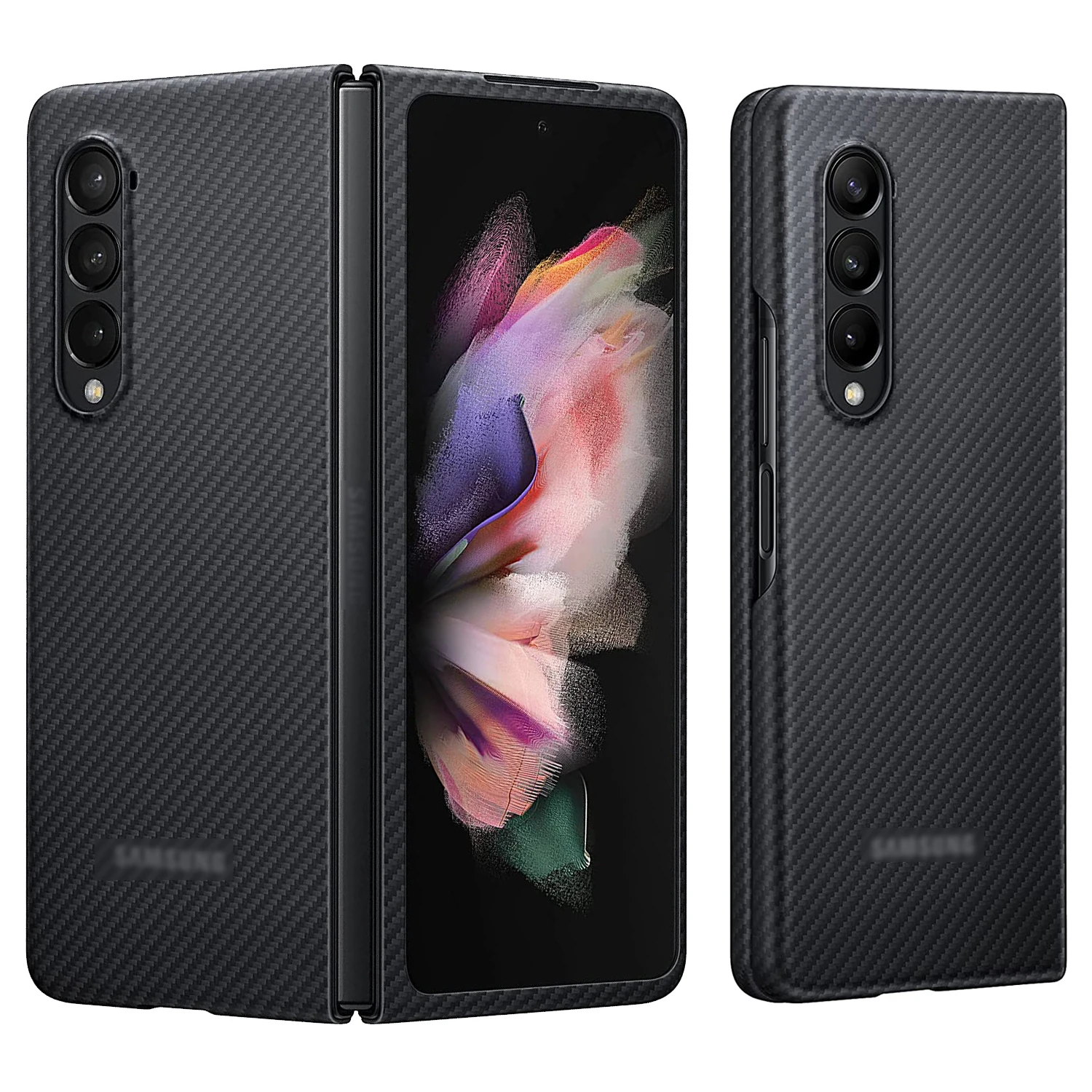 

Оригинальный чехол из углеродного волокна для Samsung Galaxy Z Fold 3, тонкий чехол из арамидного волокна с дизайном Z Fold3 5G, противоударный флип-чехол ...