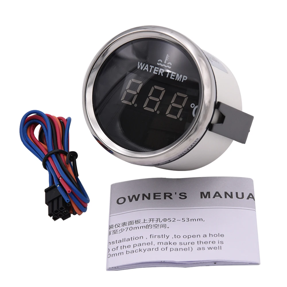 Цифровой измеритель температуры воды для автомобиля лодки 52 мм с подсветильник
