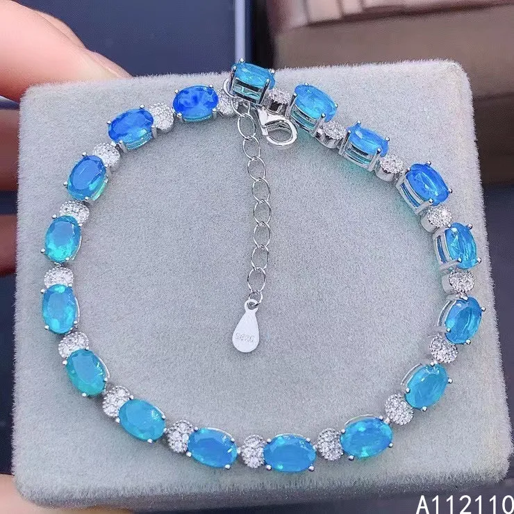 Женский овальный браслет из серебра 925 пробы с натуральным камнем