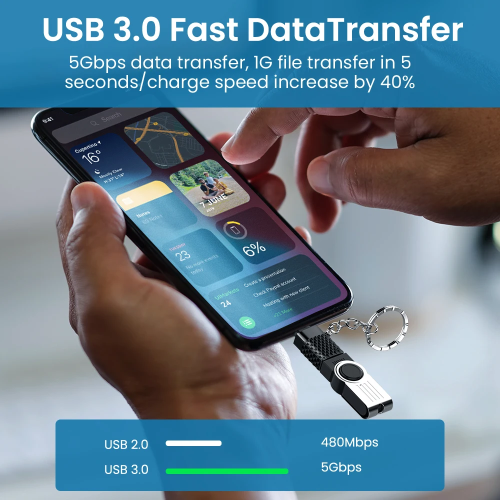 Переходник OTG для iPhone Mini USB 3 0 на Lighting 8 Pin с брелоком iOS 13 14 и выше | Мобильные