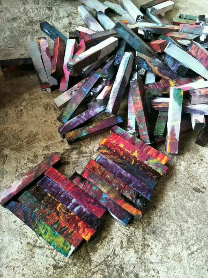 Красочные волнистые стабилизированная древесина Ножи ручка деревянная заплата