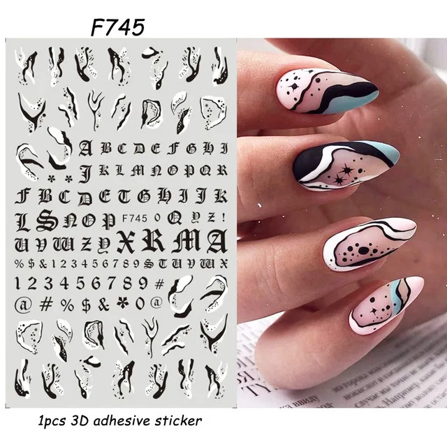 

3D Nail Sticker Decals Self-adhesive Design Stickers for Nails Geometric Flowers Bird Stickers for Manicure Nail Art Decorations