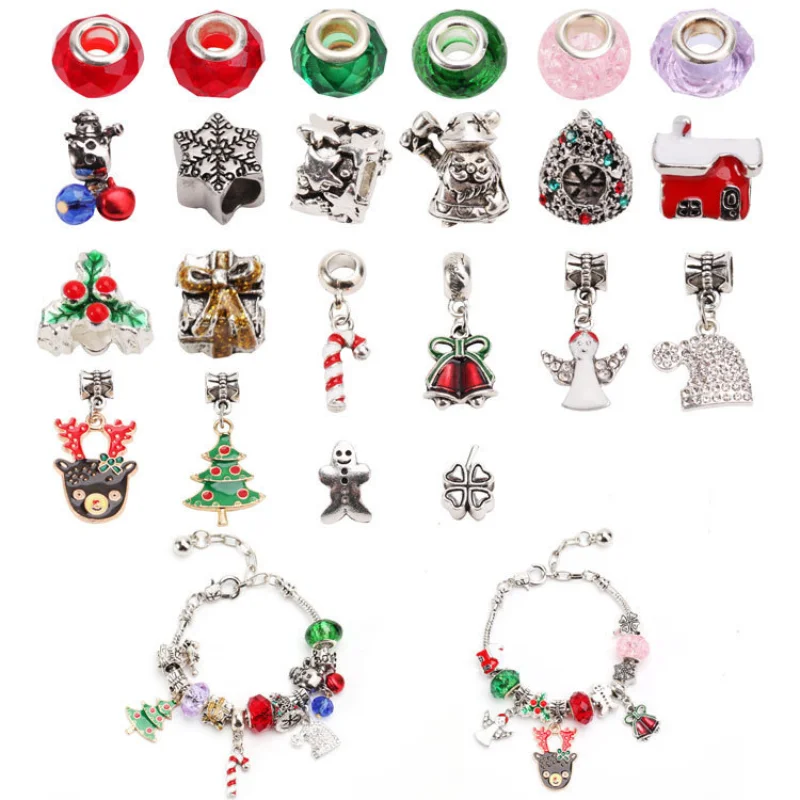 

2021 Christmas Jewelry for Women Christmas Countdown Box Gift DIY Bracelet Beads Set Surprise Box Beaded Bracelets Pulsera B