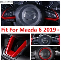 for mazda 6 2019 2020 2021 car steering wheel decoration frame strip cover kit trim carbon fiber look red accessories interior